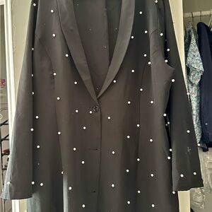 ASOS Black Pearl-Embellished Women's Coat